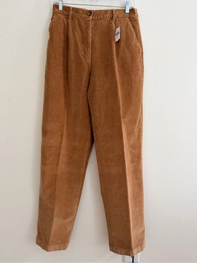 LL Bean High Waist Corduroy Trousers Size Medium Tall Camel Brown
